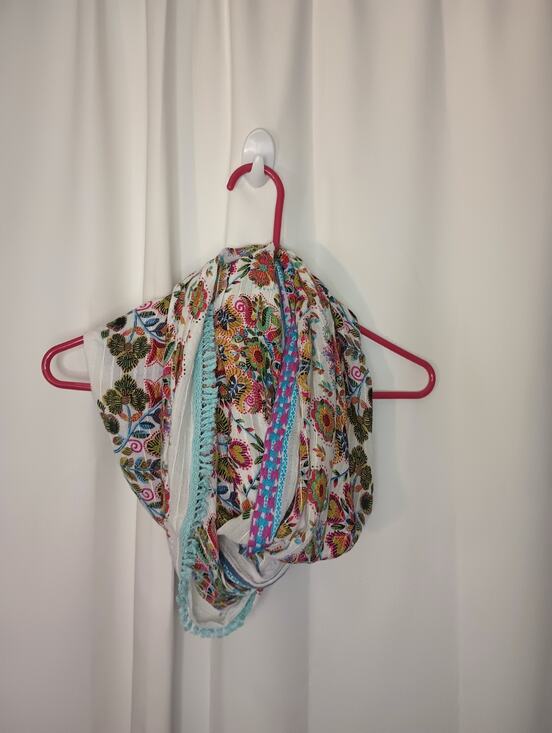 J. Jill Accessories - J Jill Womens Bohemian Floral Infinity Scarf Fringe Embroidered Colorful Hippie